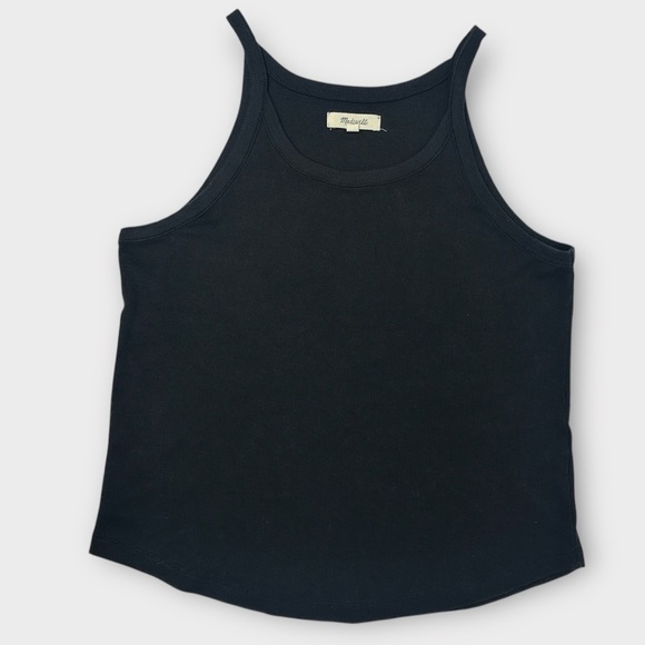 NWOT Madewell Ribbed Rounded Hem Cropped Tank Top Black Size XL - Picture 1 of 5